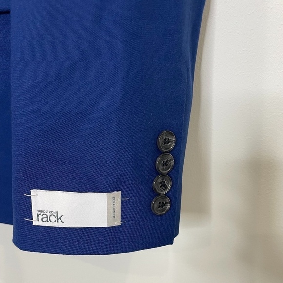 Nordstrom Rack Men's Blue Solid Two Button Peak Lapel Extra Trim Fit Suit Top - Picture 5 of 11